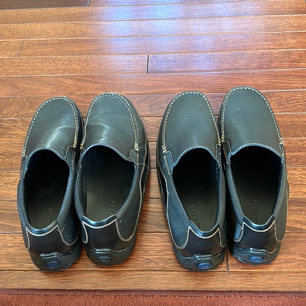 Cole Haan mens black leather loafers w/non skid sole EUC